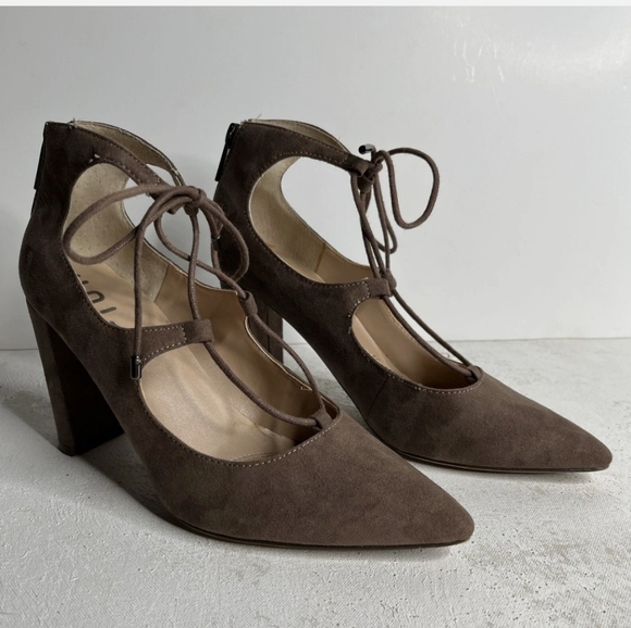 Unisa Shoes - Unisa Brown Lace-Up Heels with Medium Height